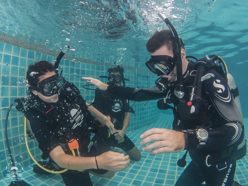 Working Divemaster Diving Instructor PADI Open Water Swimming Pool