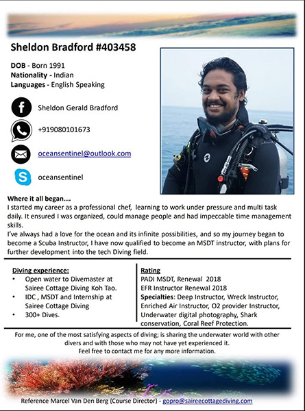 Padi instructor resume